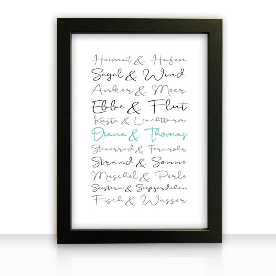 Geschenkidee Bild " Maritime Liebe " personalisiert - all - yours24