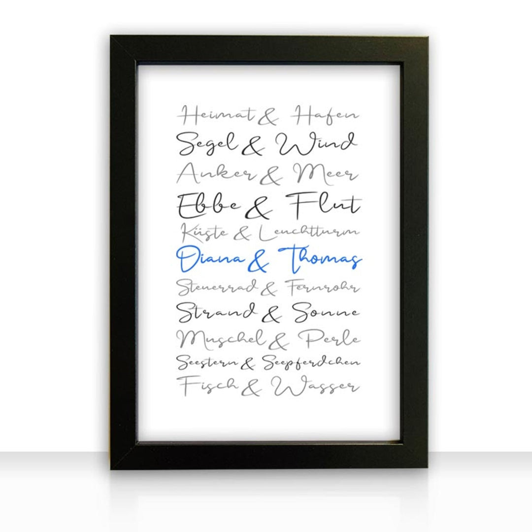 Geschenkidee Bild " Maritime Liebe " personalisiert - all - yours24