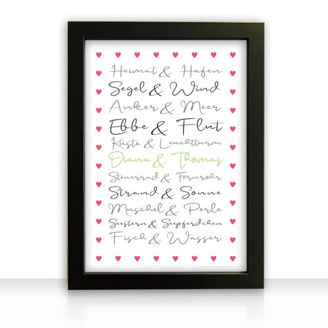 Geschenkidee Bild " Maritime Liebe " personalisiert - all - yours24