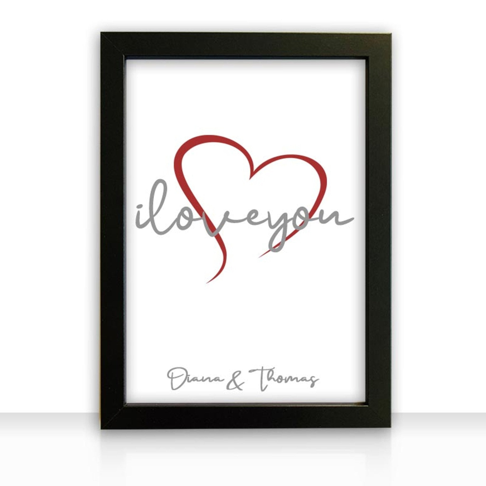 Geschenkidee Bild personalisiert " i love you " personalisiert mit Rahmen - all - yours24