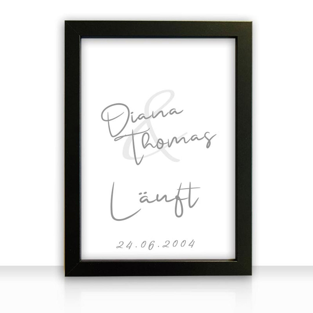 Geschenkidee Bild personalisiert " läuft " personalisiert mit Rahmen - all - yours24