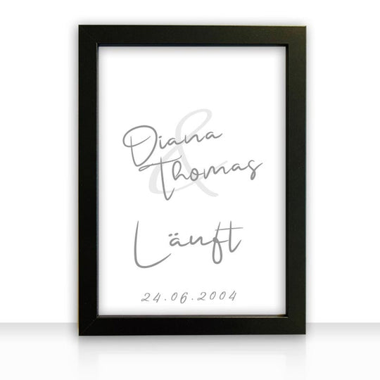Geschenkidee Bild personalisiert " läuft " personalisiert mit Rahmen - all - yours24