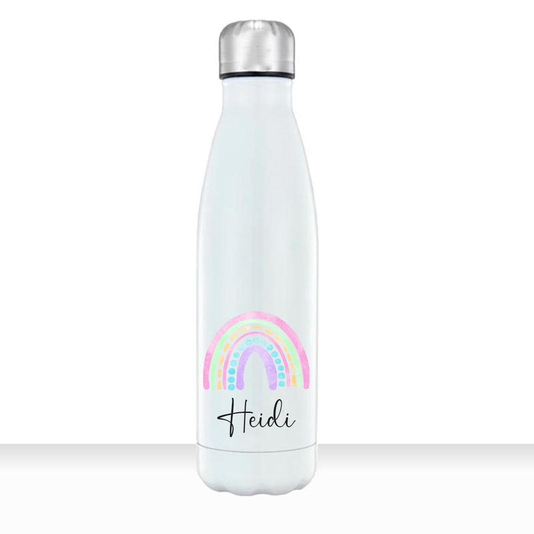 Geschenkidee Edelstahl Trinkflasche 750ml Regenbogen 8 personalisiert mit Namen bedruckt - all - yours24