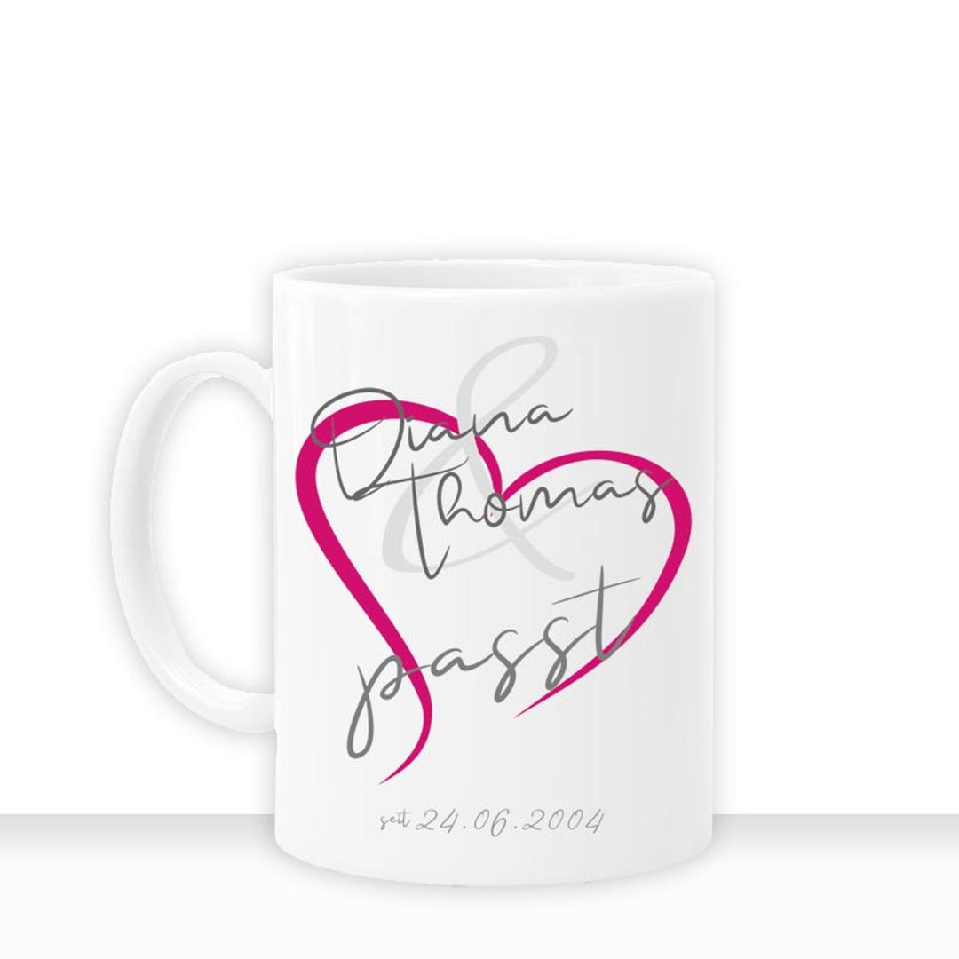 Geschenkidee Tasse personalisiert " passt " Liebe Namen Datum - all - yours24