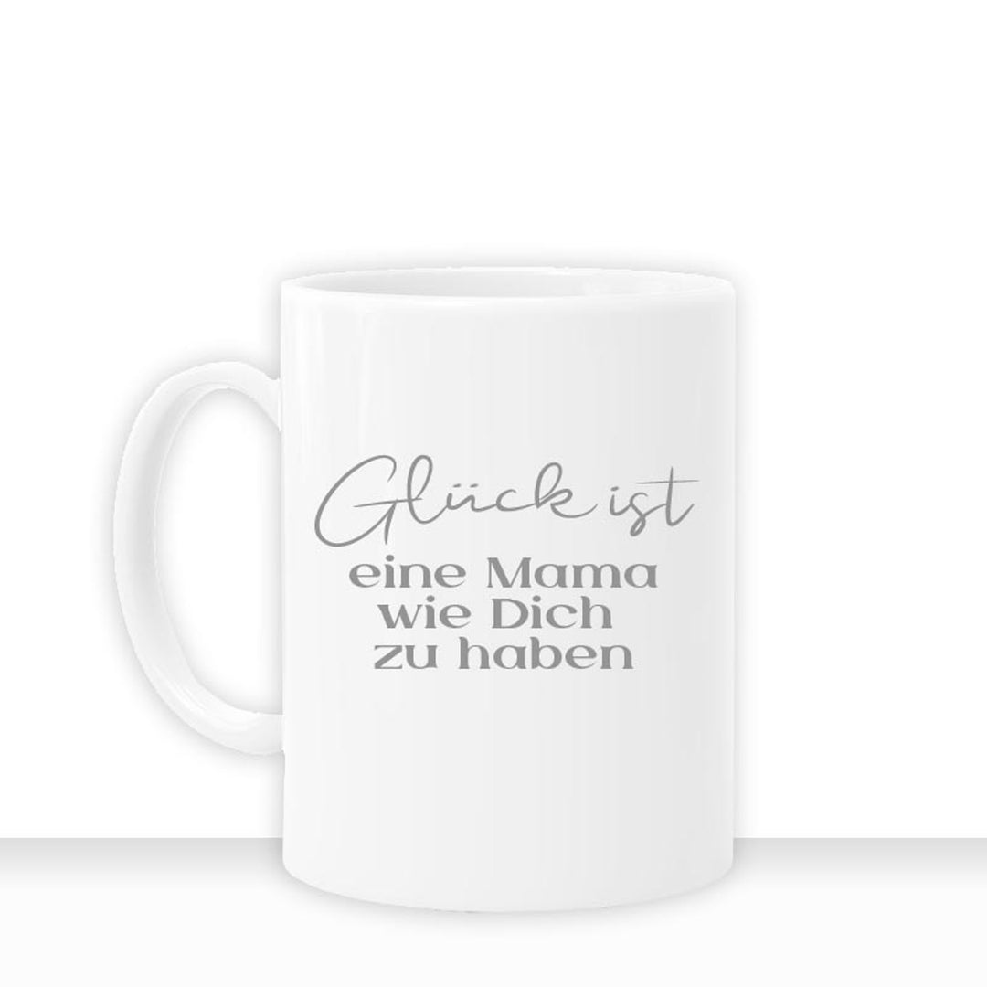 all-yours24 Tasse Glück ist eine Mama wie Dich zu haben Geschenkideen Tasse mit Spruch Geschenke Kaffee-Tasse