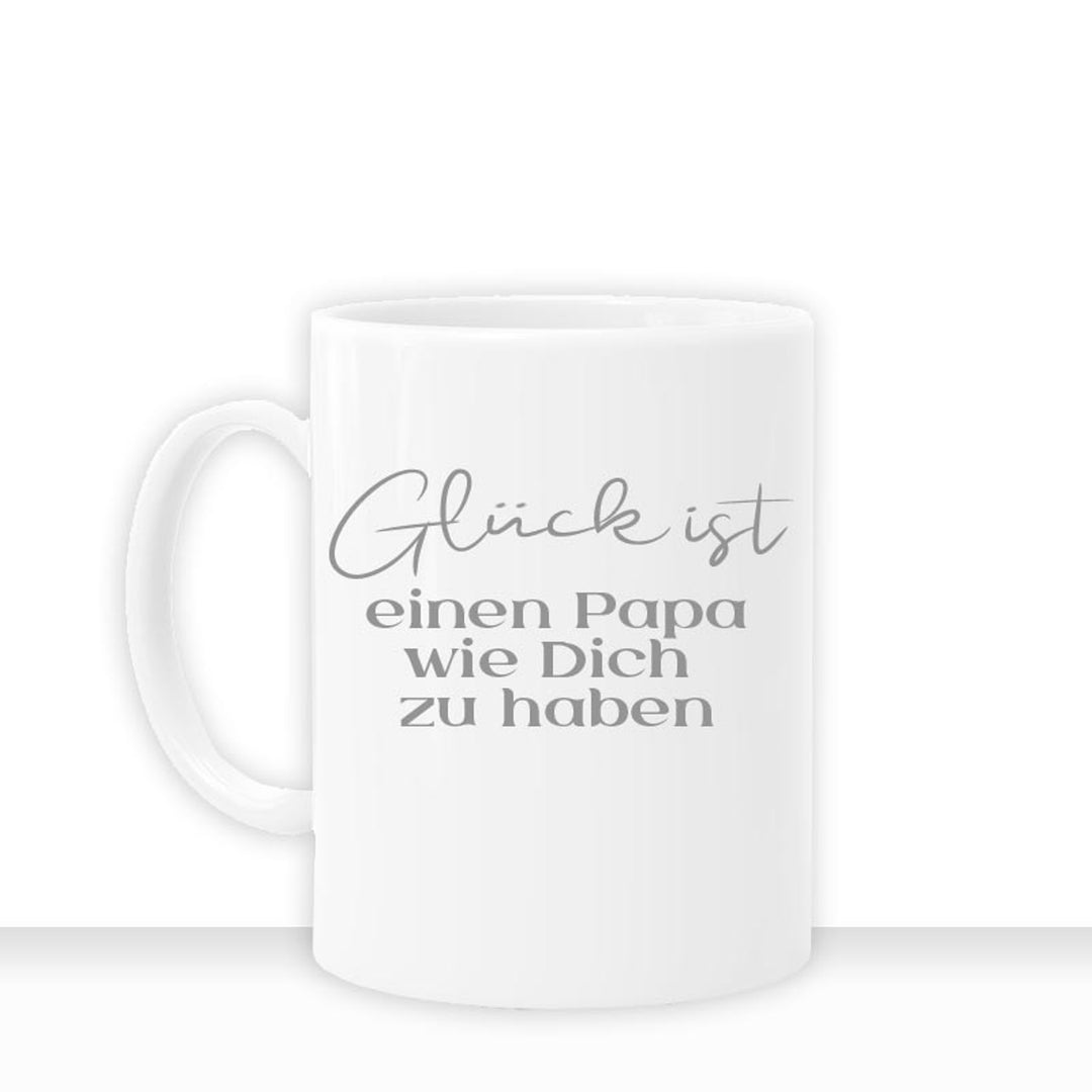 all-yours24 Tasse Glück ist einen Papa wie Dich zu haben Geschenkideen Tasse mit Spruch Geschenke Kaffee-Tasse