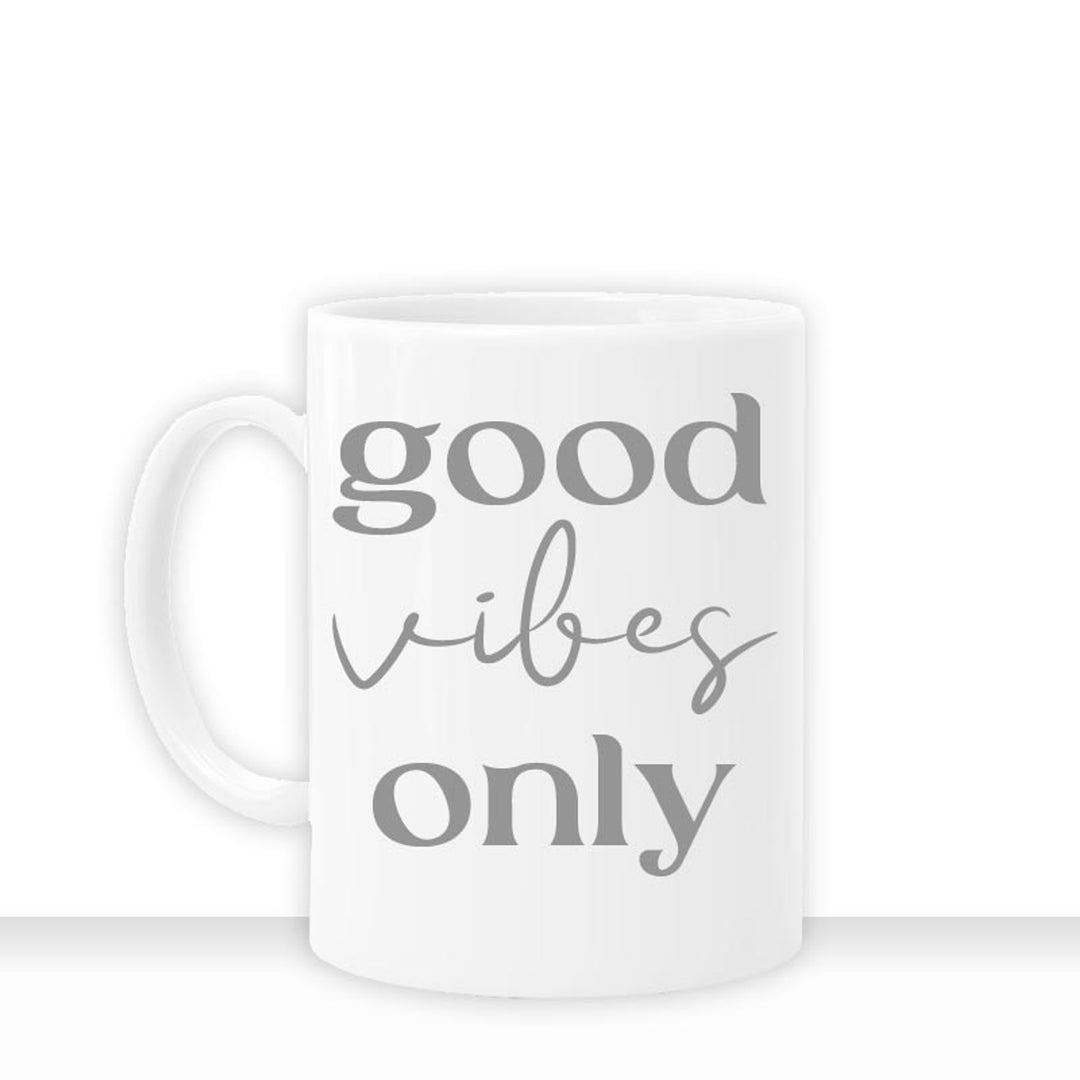 all-yours24 Tasse GOOD VIBES ONLY III Geschenkideen Tasse mit Spruch Geschenke Kaffee-Tasse