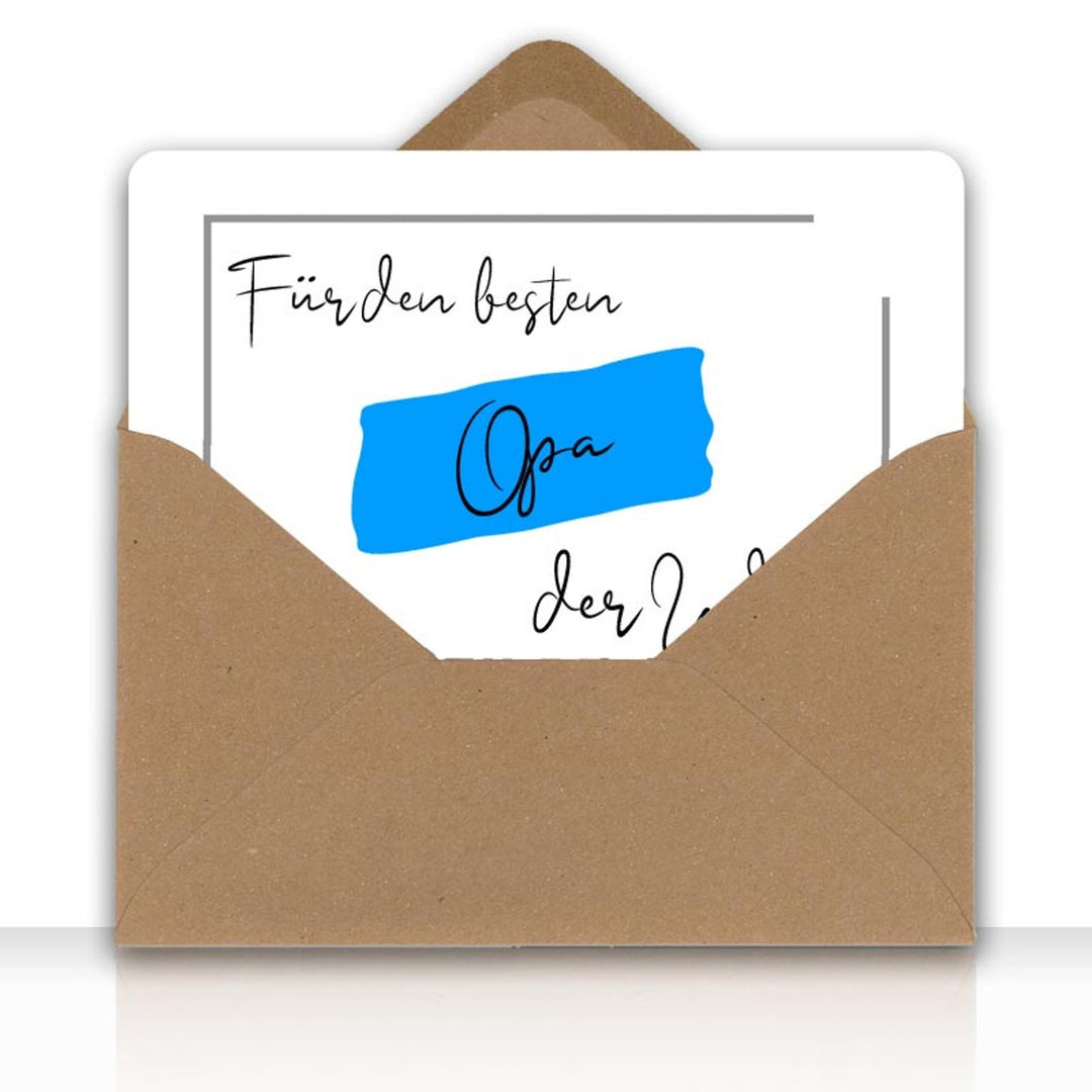 Grusskarte Message Liebe FÜR DEN BESTEN OPA DER WELT mit Kraftpapier DIN C6 Umschlag - all - yours24