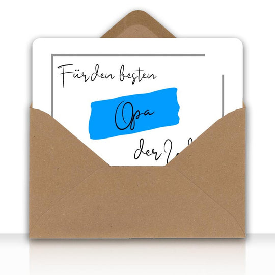 Grusskarte Message Liebe FÜR DEN BESTEN OPA DER WELT mit Kraftpapier DIN C6 Umschlag - all - yours24