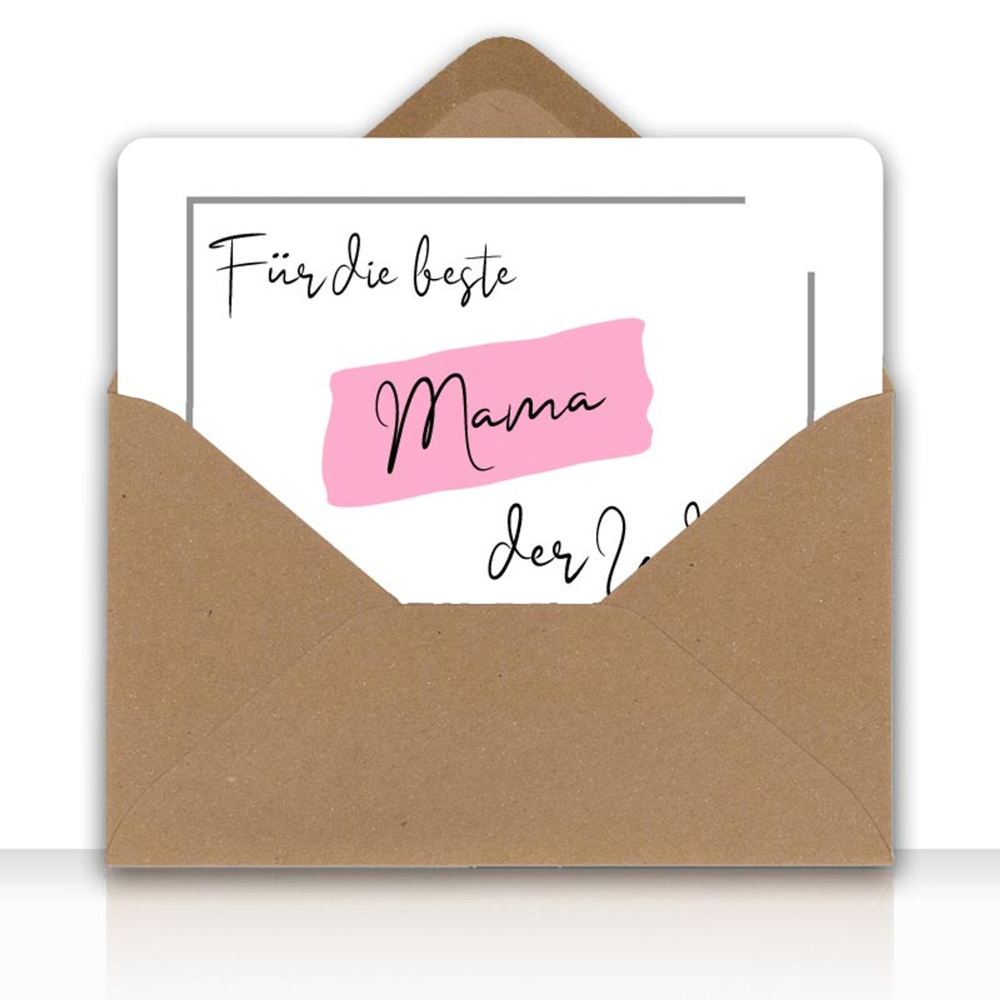 Grusskarte Message Liebe FÜR DIE BESTE MAMA DER WELT mit Kraftpapier DIN C6 Umschlag - all - yours24