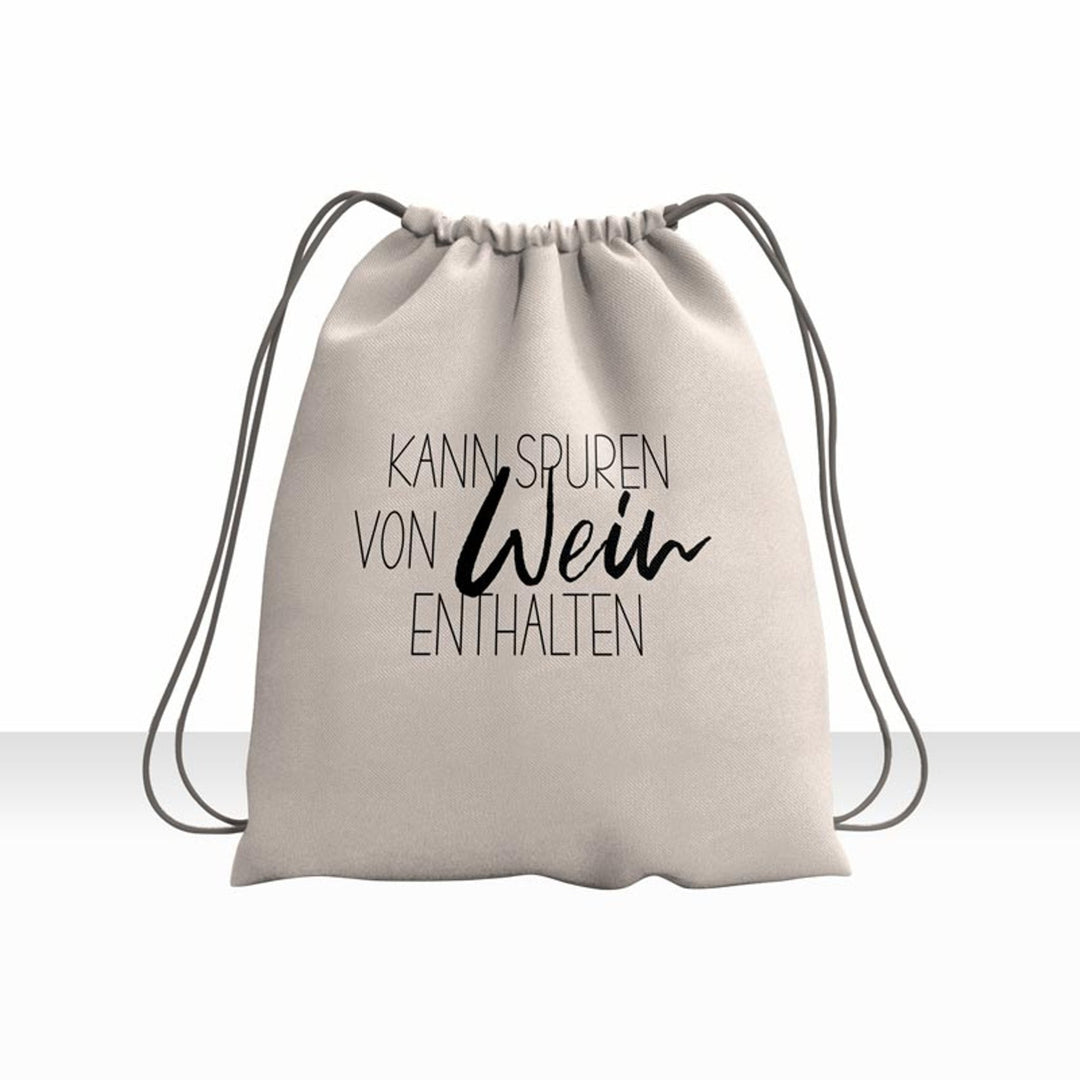 Gymbag Turnbeutel Rucksack bedruckt kann Spuren von Wein enthalten - all - yours24