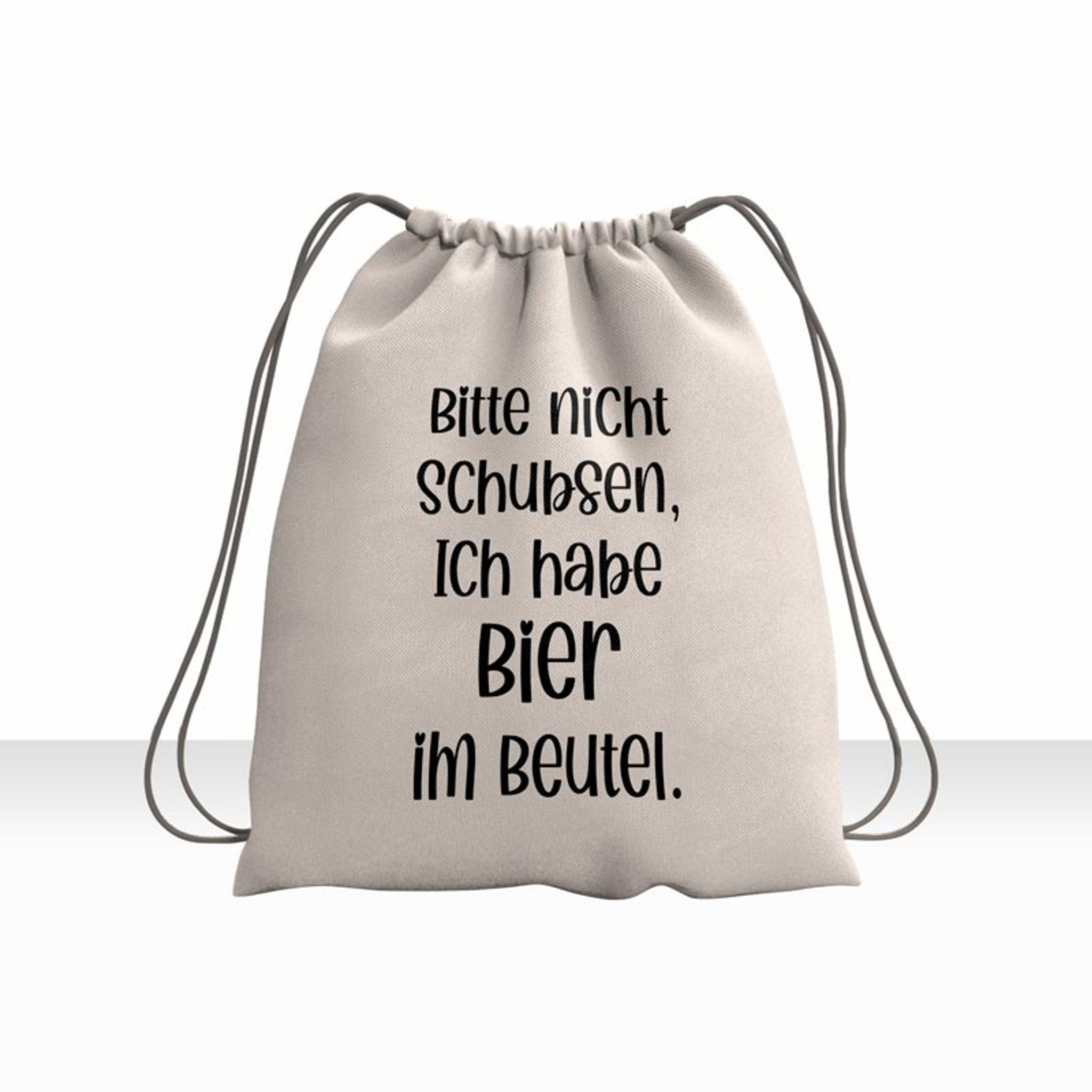 Gymsack Turnbeutel Rucksack bedruckt bitte nicht schubsen, ich habe Bier im Beutel - all - yours24