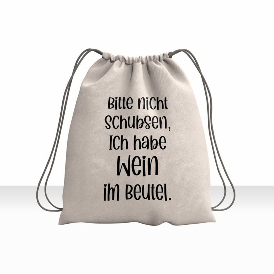 Gymsack Turnbeutel Rucksack bedruckt bitte nicht schubsen, ich habe Wein im Beutel - all - yours24