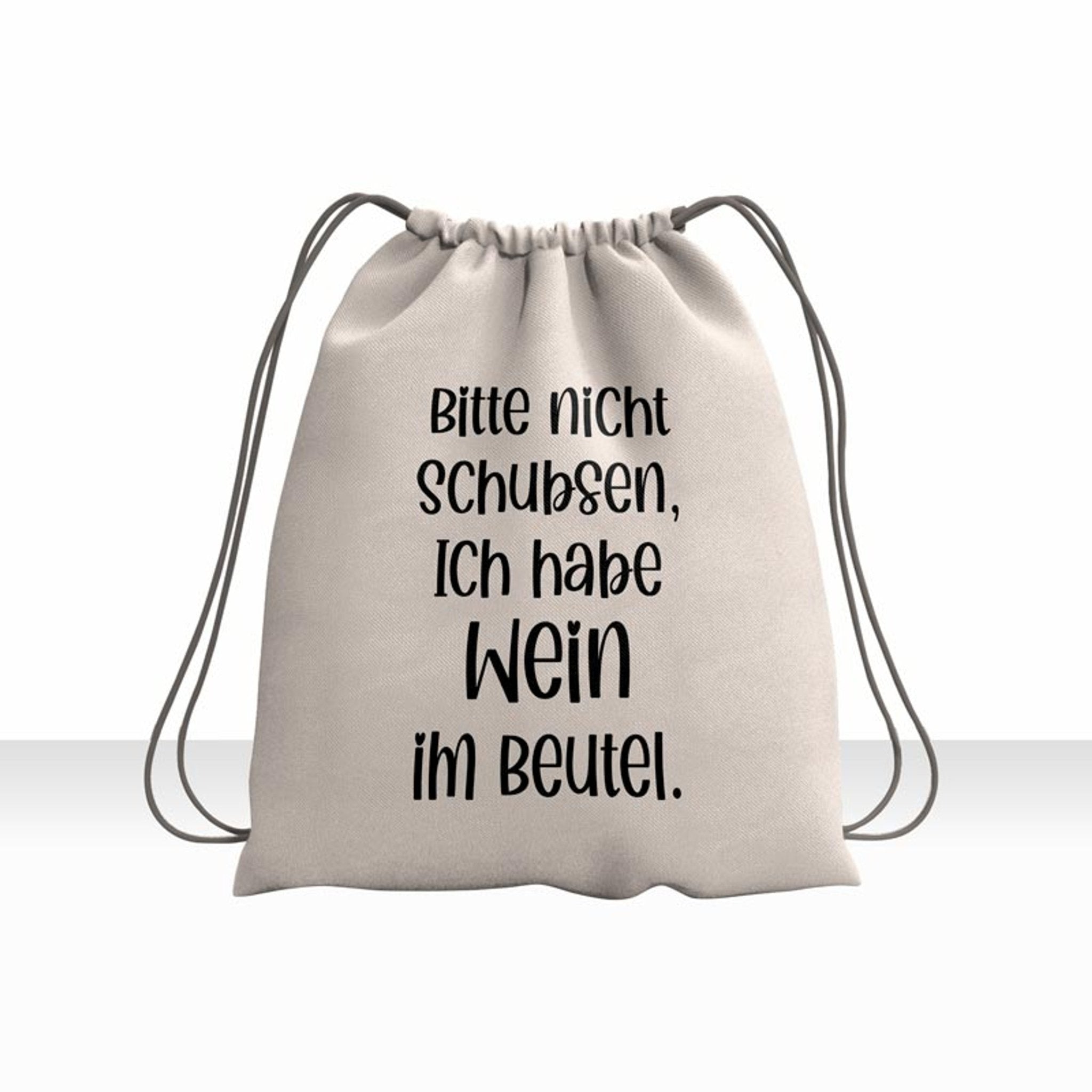 Gymsack Turnbeutel Rucksack bedruckt bitte nicht schubsen, ich habe Wein im Beutel - all - yours24