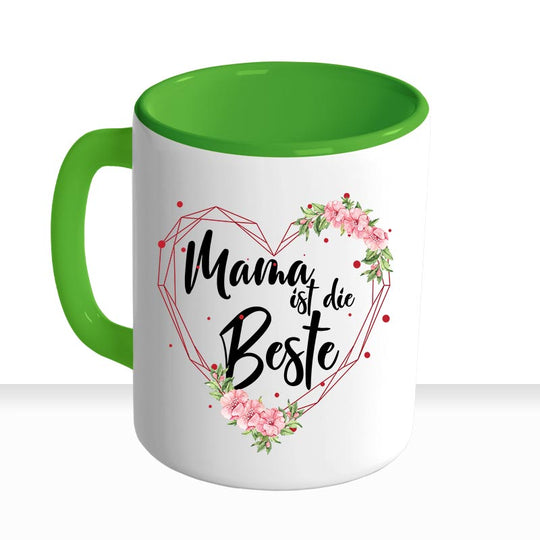 all-yours24 Tasse Blumen Mama ist die Beste Geschenkideen Tasse mit Spruch Geschenke Kaffee-Tasse