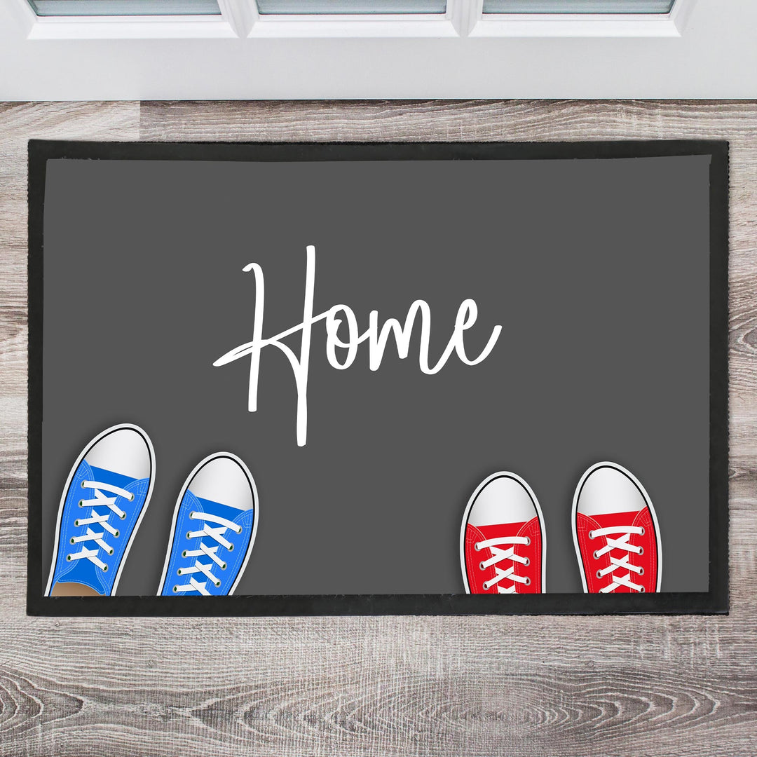 Home grau Schuhe Fußmatte, Schmutzfangmatte, Türmatte, Fussmatte, Geschenk zum Einzug - all - yours24