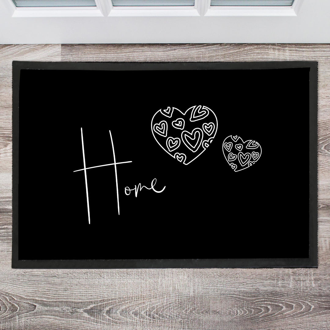 Home mit zwei Herzen Fußmatte, Schmutzfangmatte, Türmatte, Fussmatte, Geschenk zum Einzug - all - yours24