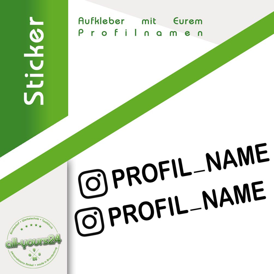 Aufkleber mit Ihrem Instagram Profilname Account Sticker selber gestalten Tuning