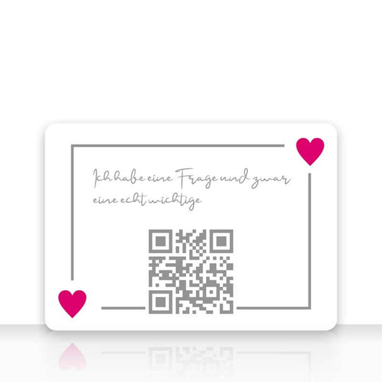 Karte QR - Code Message Liebe " Ich habe eine Frage und zwar eine echt wichtige " mit Kraftpapier DIN C6 Umschlag - all - yours24