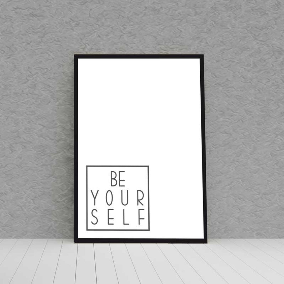 Kunstdruck Poster Bild BEYOURSELF mit edlem schwarzen Bilderrahmen - all - yours24