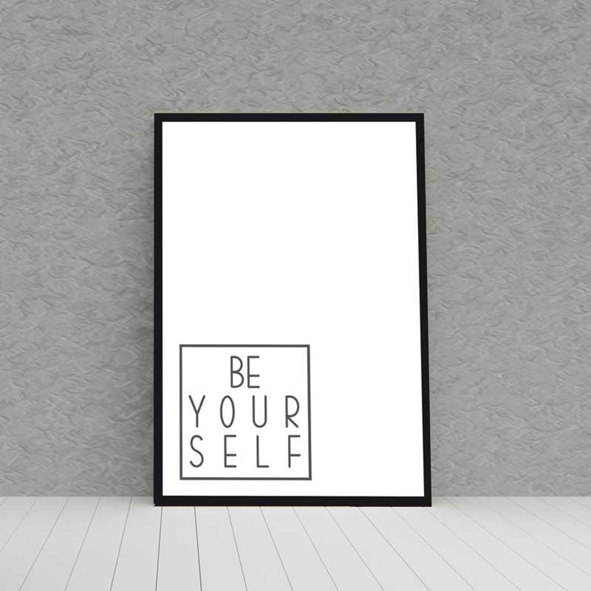 Kunstdruck Poster Bild BEYOURSELF mit edlem schwarzen Bilderrahmen - all - yours24