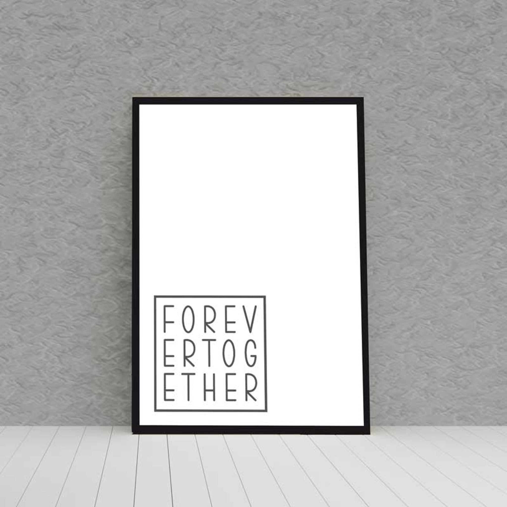 Kunstdruck Poster Bild FOREVER TOGETHER mit edlem schwarzen Bilderrahmen - all - yours24