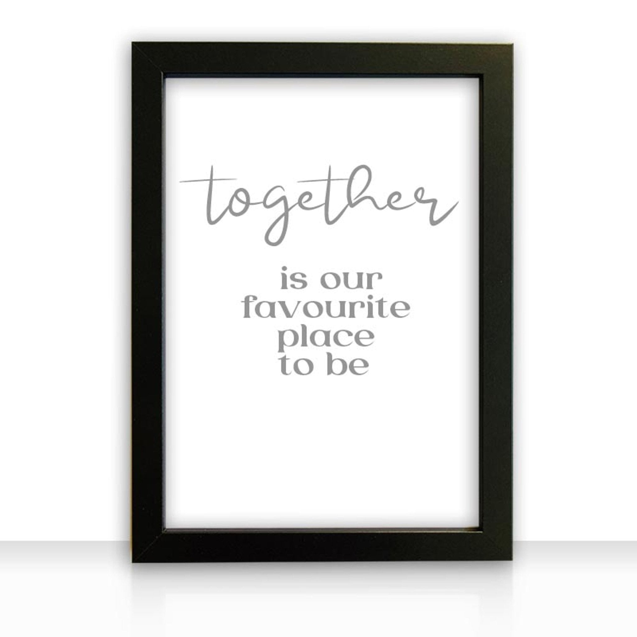 Kunstdruck Poster Bild Together is our favourite place to be II mit edlem schwarzen Bilderrahmen - all - yours24
