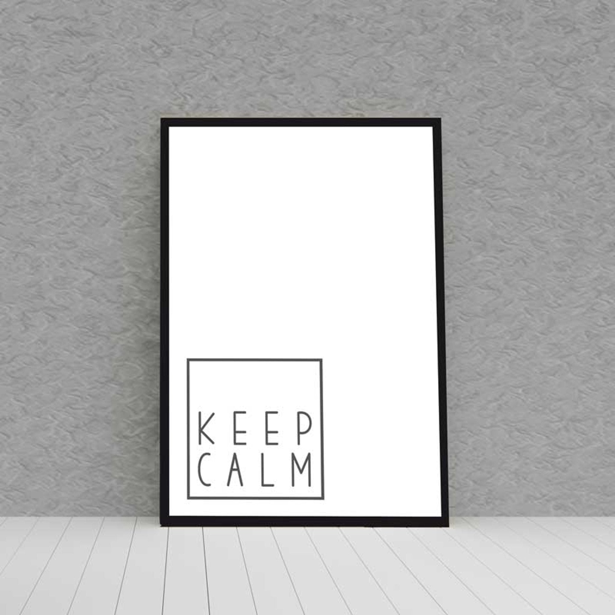 Kunstdruck Poster KEEP CALM mit edlem schwarzen Bilderrahmen - all - yours24