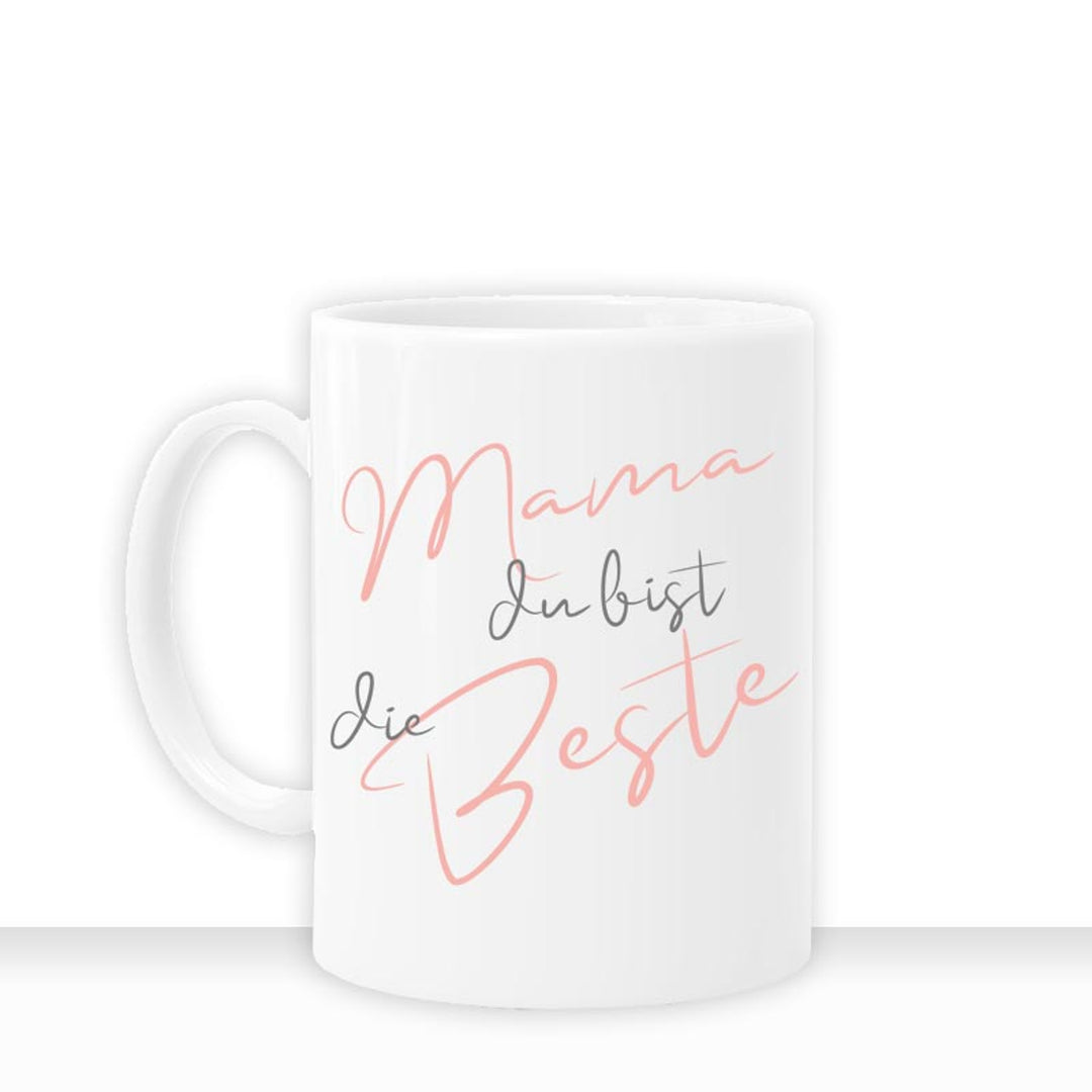 Geschenkidee Tasse personalisiert " Mama Du bist die Beste "  Liebe Namen Vorderseite