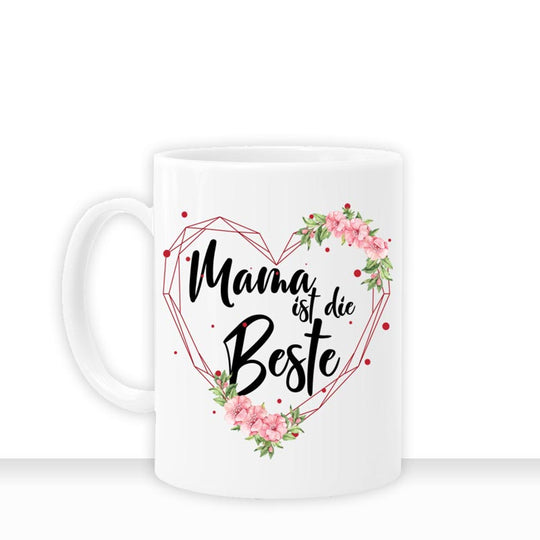 all-yours24 Tasse Blumen Mama ist die Beste Geschenkideen Tasse mit Spruch Geschenke Kaffee-Tasse 