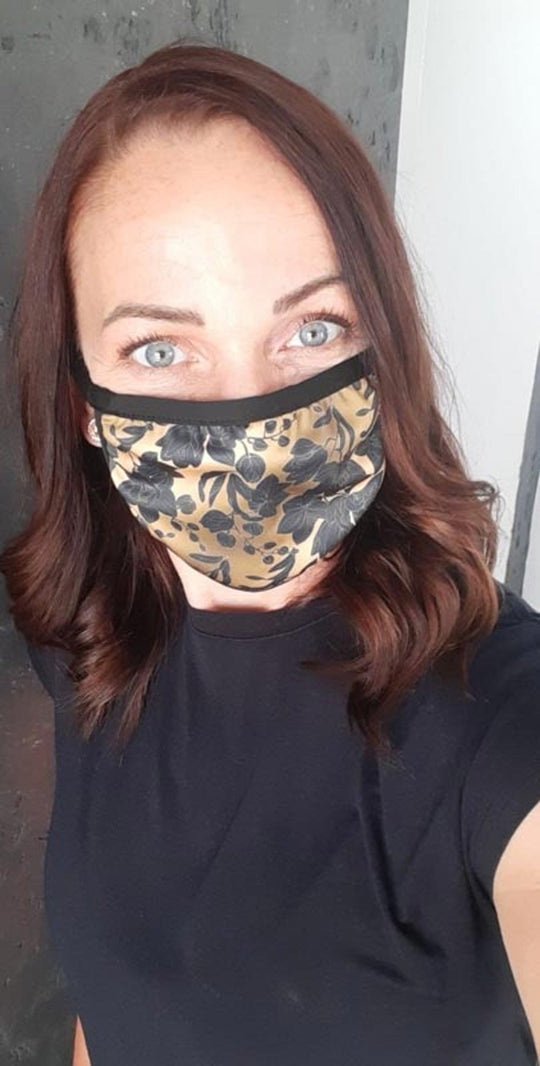 Mund - Nasen - Maske black flowers Community - Maske 2 lagig waschbar - all - yours24