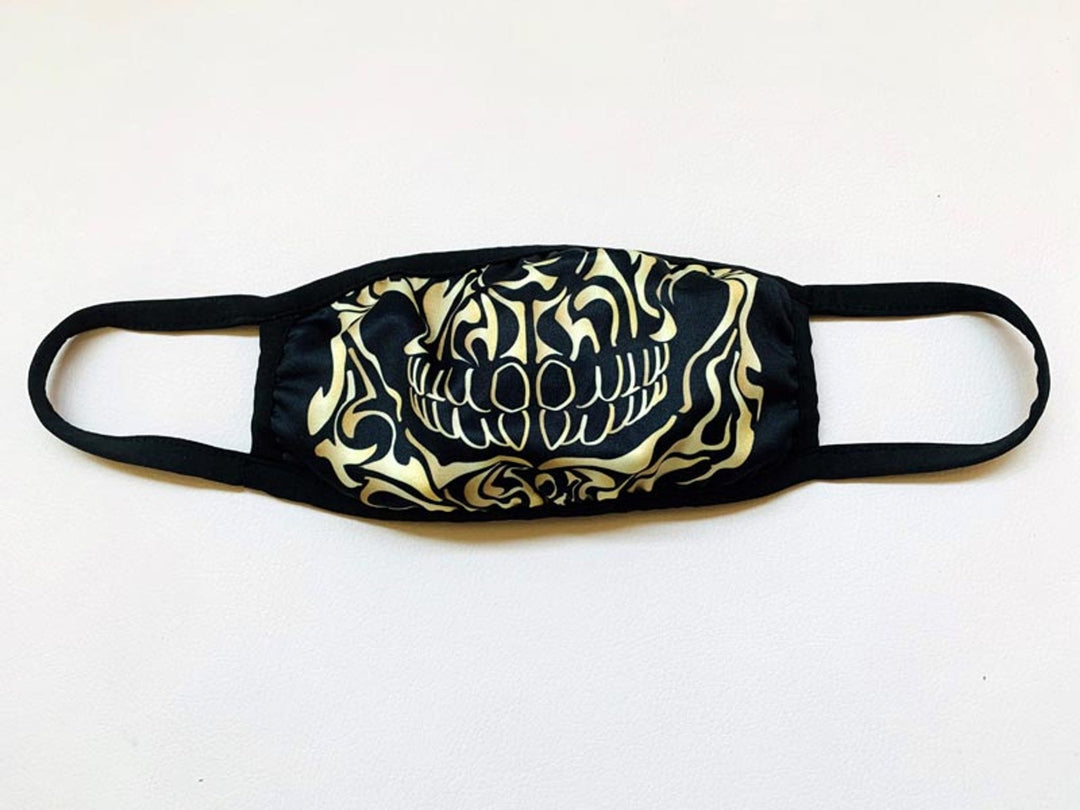 Mund - Nasen - Maske goldener Totenkopf Community - Maske 2 lagig waschbar - all - yours24