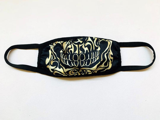 Mund - Nasen - Maske goldener Totenkopf Community - Maske 2 lagig waschbar - all - yours24