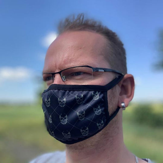 Mund - Nasen - Maske goldenes Totenkopf Netz Community - Maske 2 lagig waschbar - all - yours24