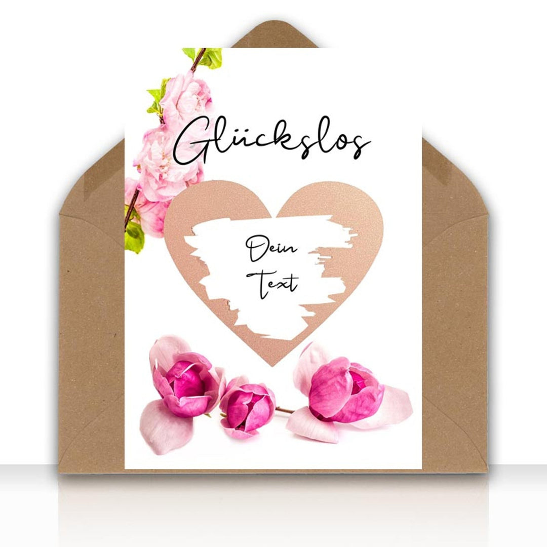 Rubbelkarte Glückslos MIT DEINEM EIGENEM TEXT Karte Rubbelherz roségold Geschenke Geschenkideen mit Kraftpapier DIN C6 Umschlag - all - yours24