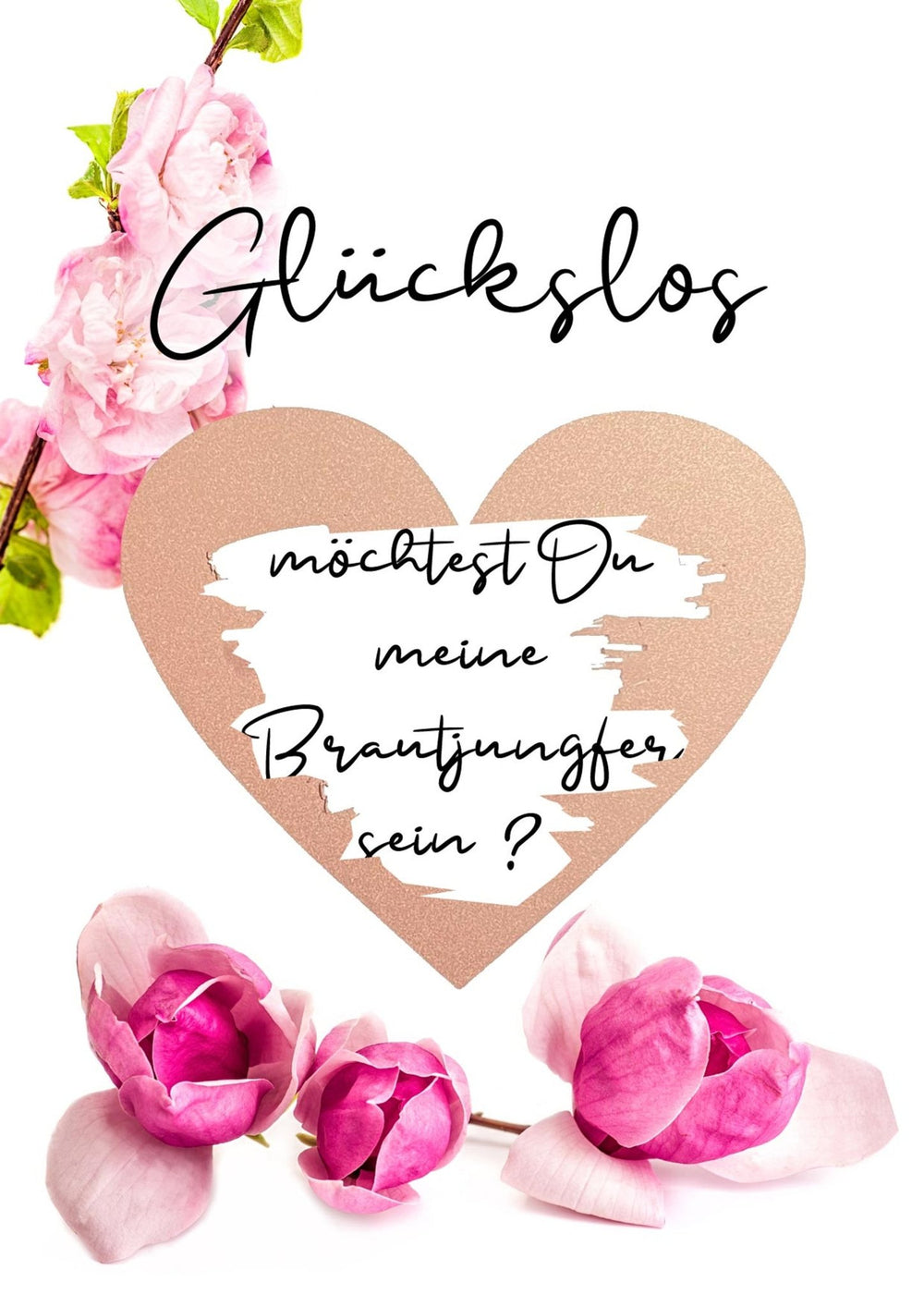 Rubbelkarte Glückslos MÖCHTEST DU MEINE BRAUTJUNGFER SEIN Karte Rubbelherz roségold mit Kraftpapier DIN C6 Umschlag - all - yours24