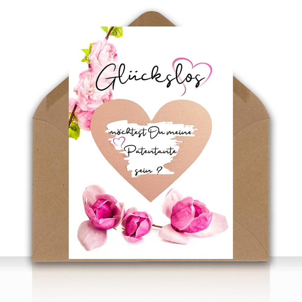 Rubbelkarte Glückslos MÖCHTEST DU MEINE PATENTANTE SEIN Karte Rubbelherz roségold Geschenke Geschenkideen Geburt Taufe mit Kraftpapier DIN C6 Umschlag - all - yours24