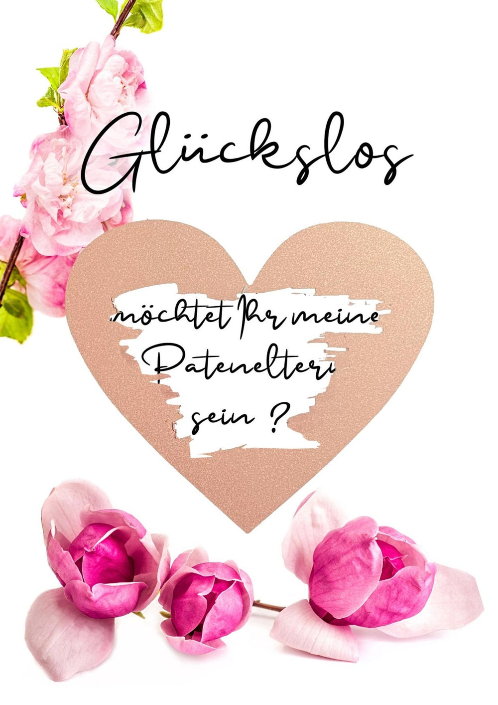 Rubbelkarte Glückslos MÖCHTET IHR MEINE PATENELTERN SEIN Karte Rubbelherz roségold mit Kraftpapier DIN C6 Umschlag - all - yours24