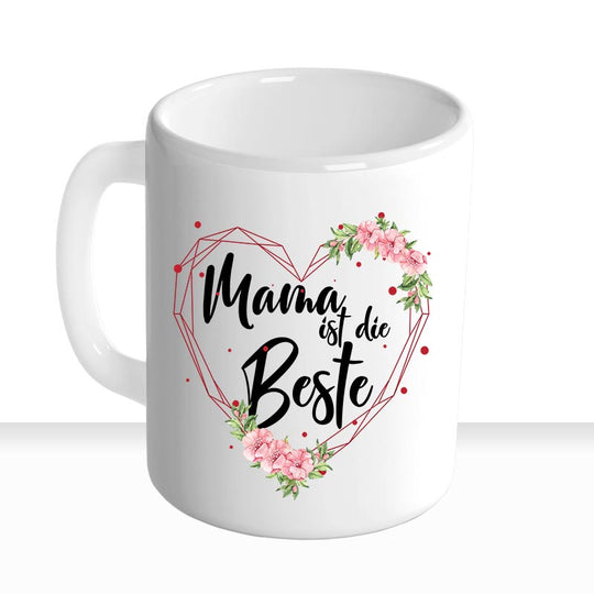all-yours24 Tasse Blumen Mama ist die Beste Geschenkideen Tasse mit Spruch Geschenke Kaffee-Tasse