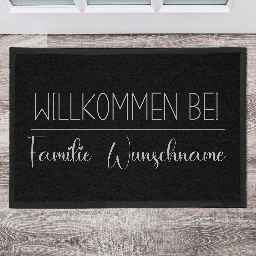 Willkommen bei Familie mit Name Fußmatte, Schmutzfangmatte, Fußmatte personalisiert, Türmatte, Personalisierte Fußmatte, Geschenk zum Einzug - all - yours24